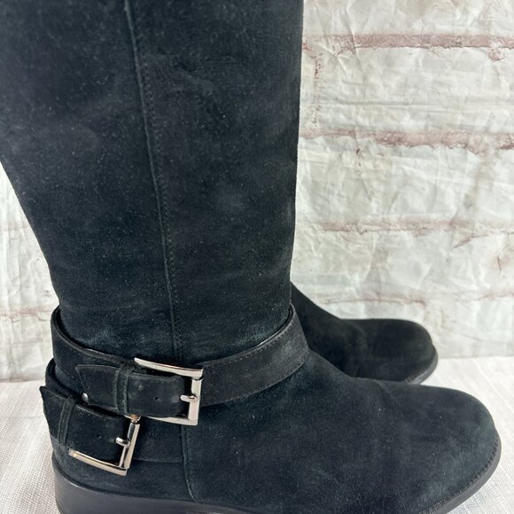 Clarks Women's 8 M Black Suede Plaza Steer Buckle Tall Riding Zip Boots - Picture 4 of 14